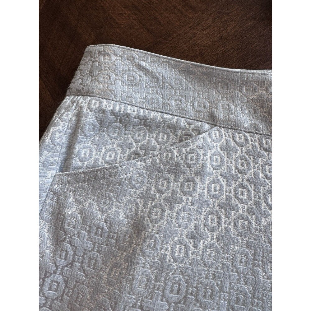 CACHE Silver and White embroidered dress straight Pants, Zipper Hems, Size 10 - Picture 6 of 9